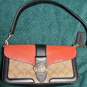 Coach Black, Tan, and Red Shoulder Bag